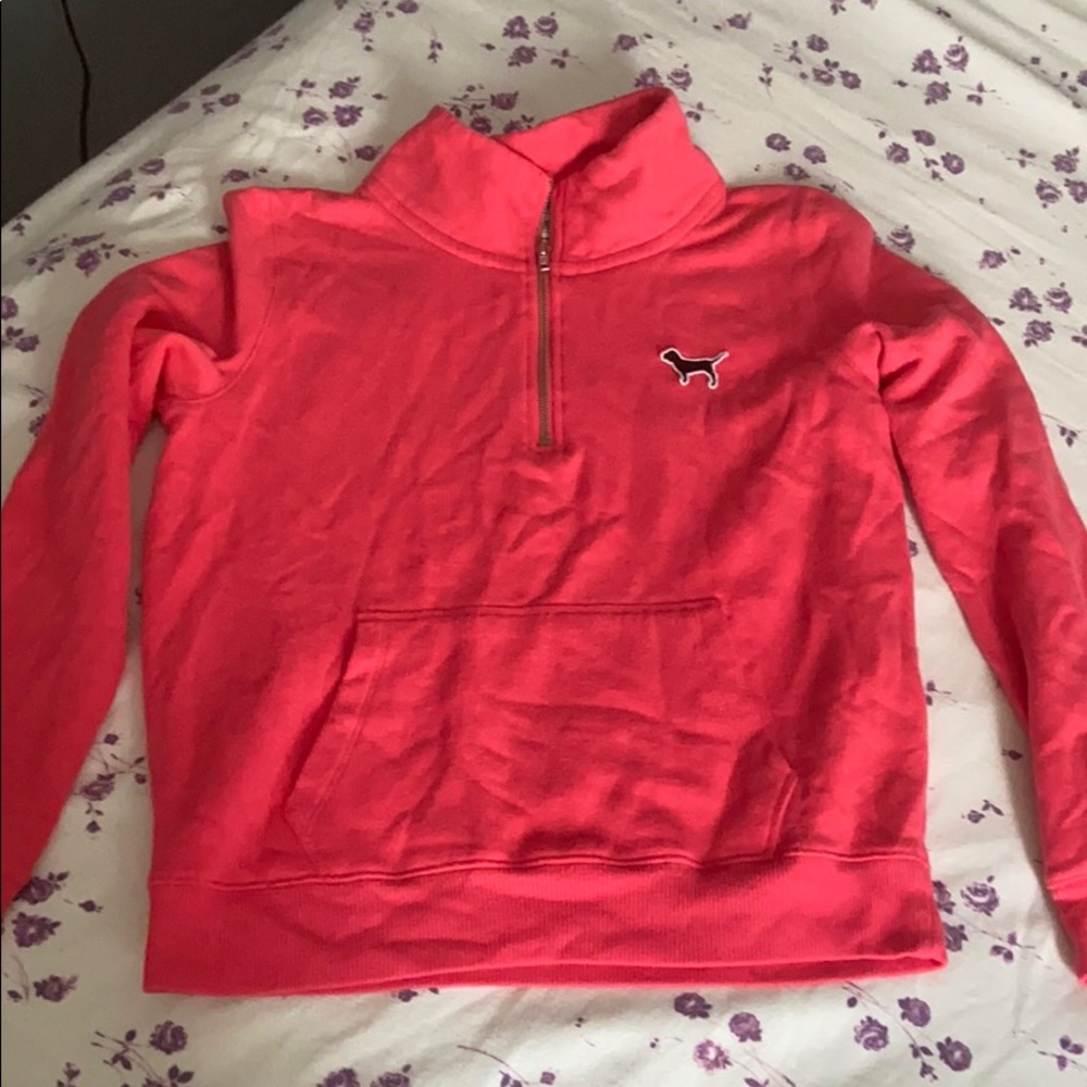 Pink quarter zip sweatshirt